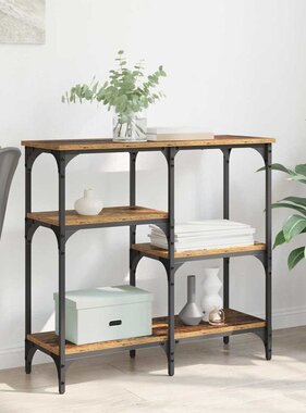 VidaXL Wandtafel met plank Oud Hout 80 x 29 x 75 cm Bewerkt hout