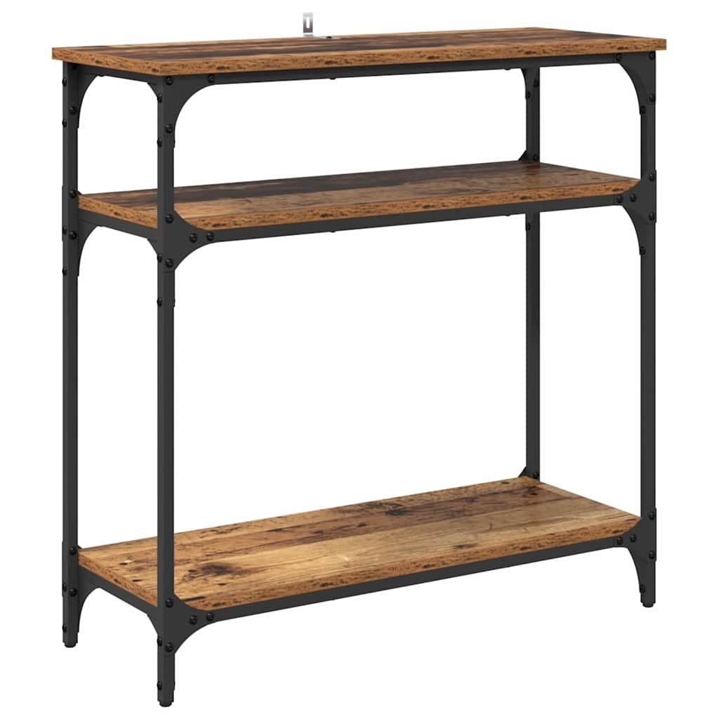 VidaXL Wandtafel met plank Oud Hout 75 x 29 x 75 cm Bewerkt hout