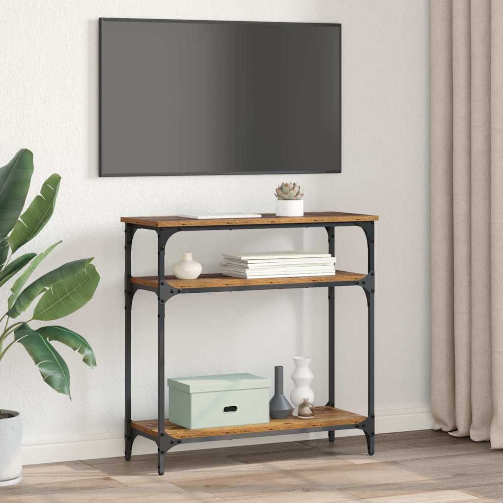 VidaXL Wandtafel met plank Oud Hout 75 x 29 x 75 cm Bewerkt hout