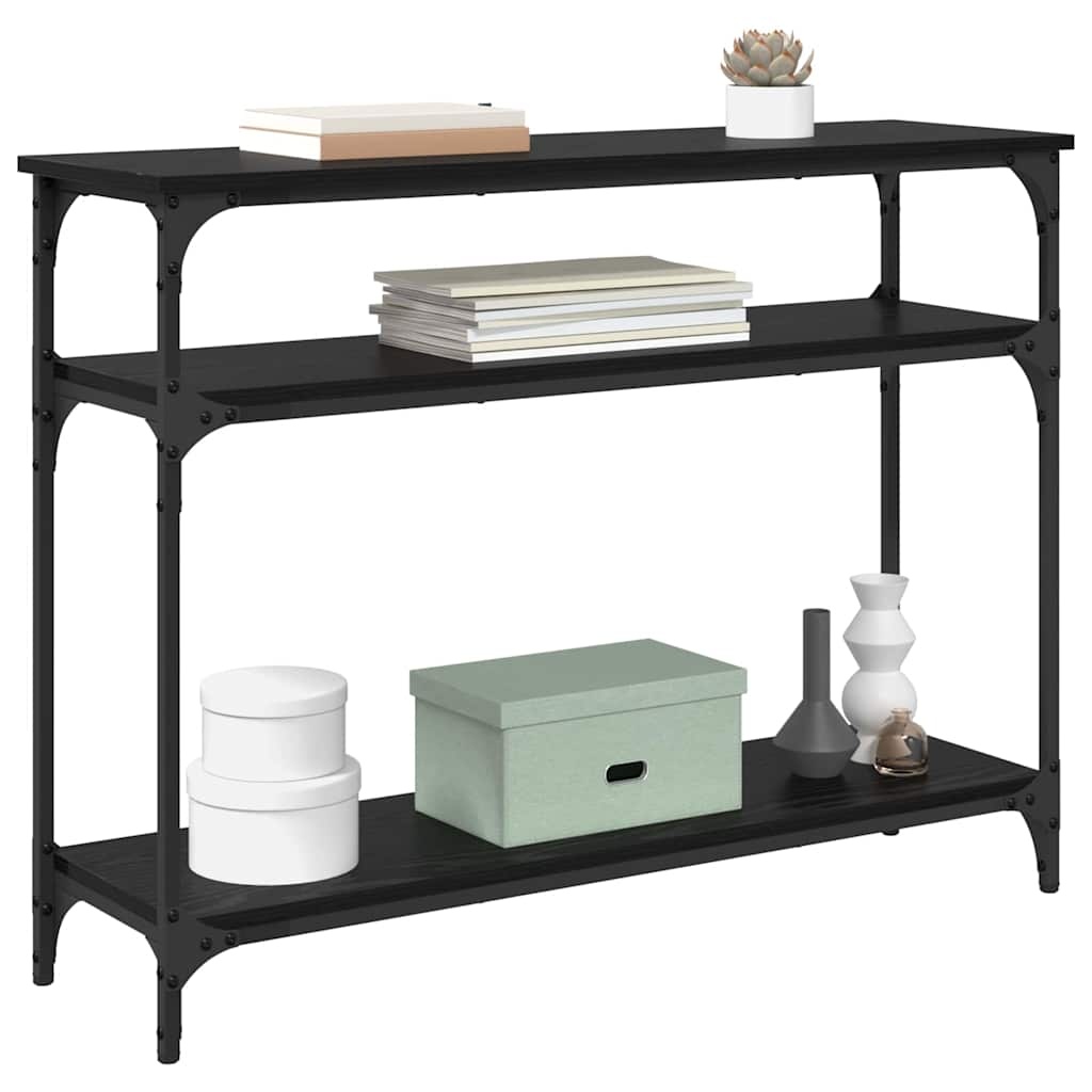 VidaXL Wandtafel met plank Zwart Eiken 100 x 29 x 75 cm Bewerkt hout