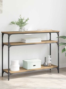 VidaXL Wandtafel met plank Artisan Eiken 100 x 29 x 75 cm Bewerkt hout