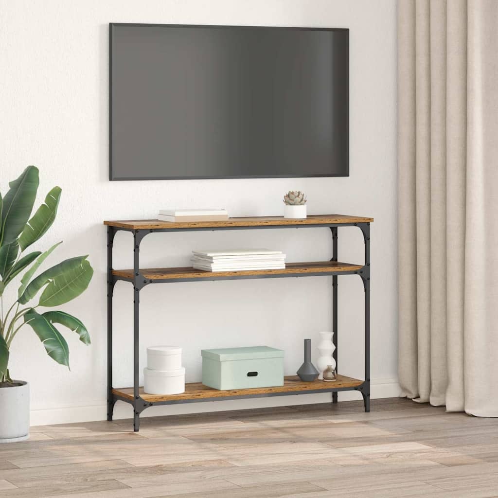 VidaXL Wandtafel met plank Oud Hout 100 x 29 x 75 cm Bewerkt hout