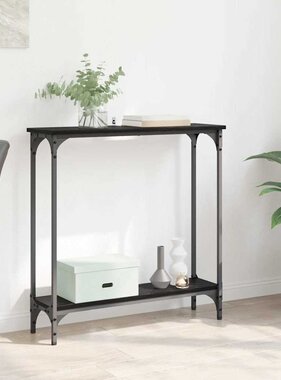 VidaXL Wandtafel met plank Zwart Eiken 75 x 22,5 x 75 cm Bewerkt hout