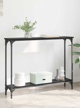 VidaXL Wandtafel met plank Zwart Eiken 102 x 23 x 15,5 cm Bewerkt hout