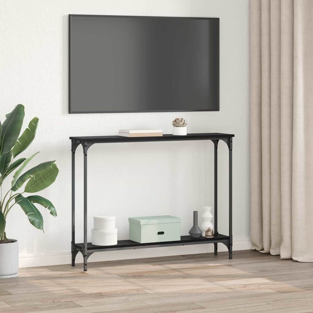 VidaXL Wandtafel met plank Zwart Eiken 102 x 23 x 15,5 cm Bewerkt hout