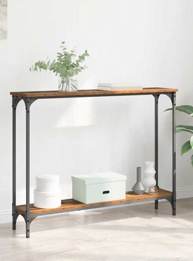 VidaXL Wandtafel met plank Oud Hout 100 x 23 x 15,5 cm Bewerkt hout