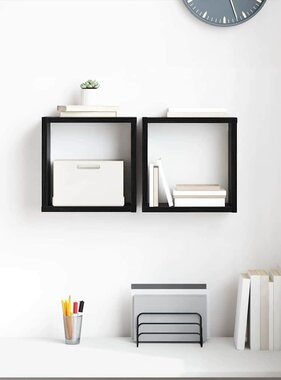 VidaXL Wandplank met plank Wandgemonteerd Zwart Eiken Bewerkt hout