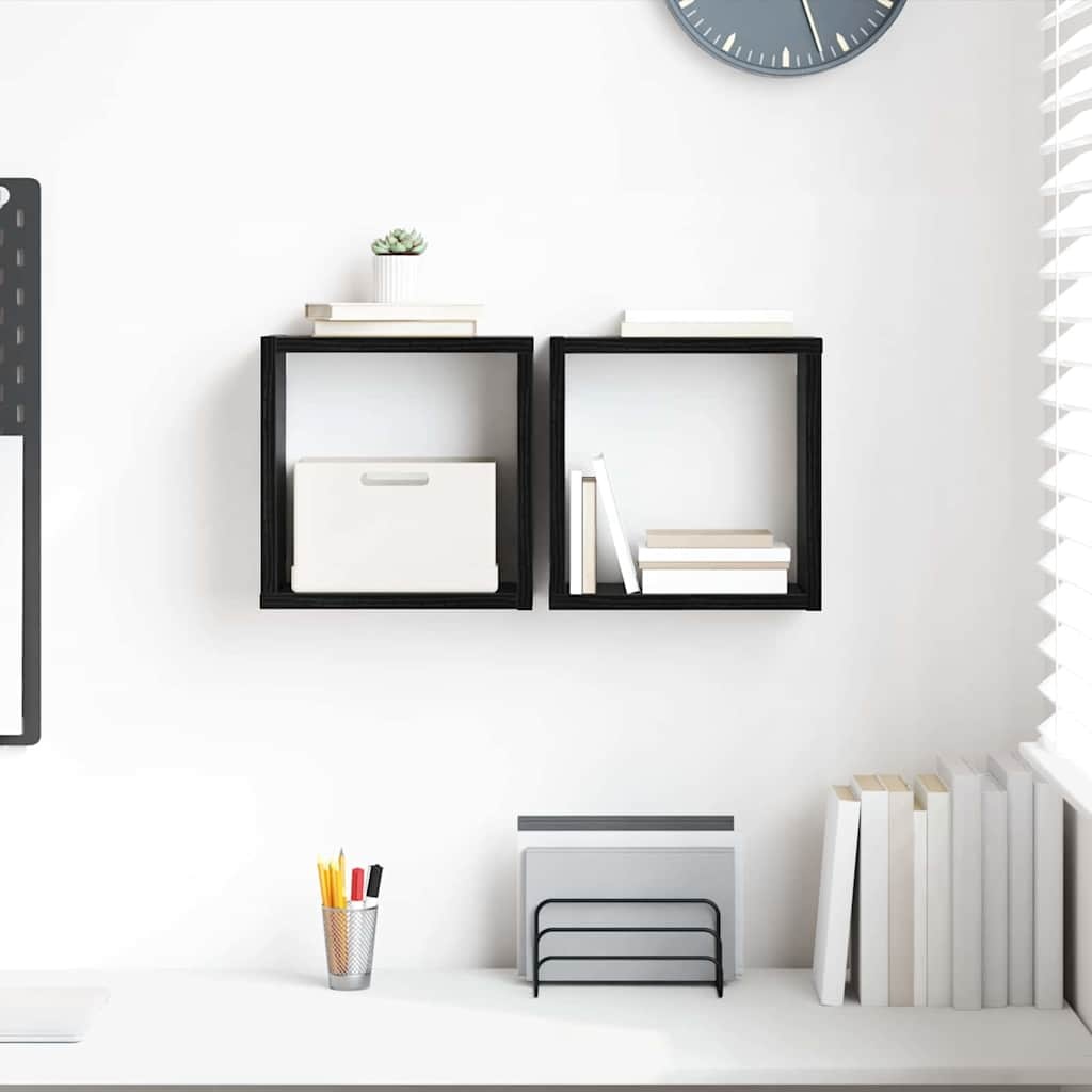 VidaXL Wandplank met plank Wandgemonteerd Zwart Eiken Bewerkt hout