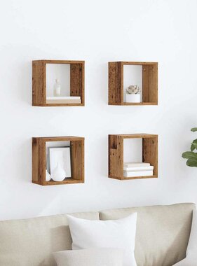 VidaXL Wandplank met plank Wandgemonteerd Oud Hout Bewerkt hout