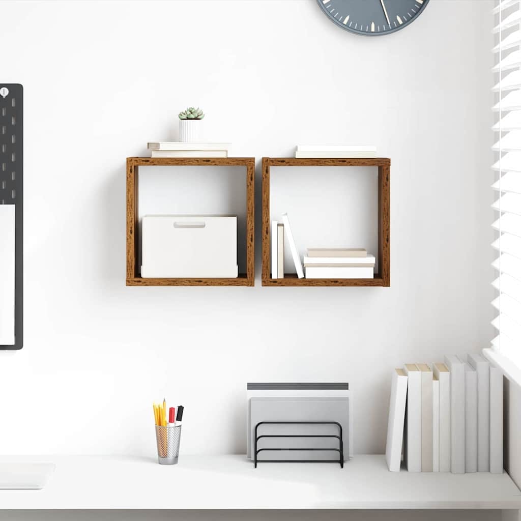 VidaXL Wandplank met plank Wandgemonteerd Oud Hout Bewerkt hout