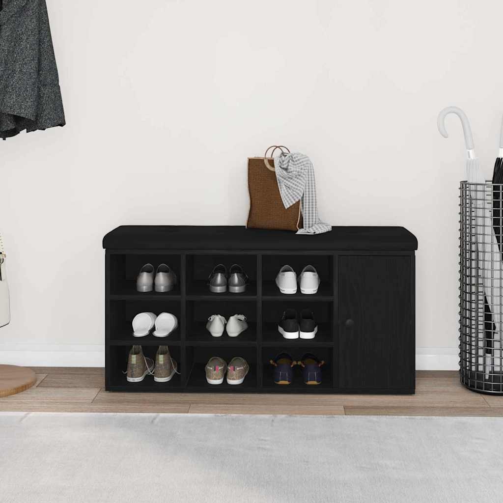 VidaXL Opslagbank met plank Zwart Eiken 102 x 32 x 50 cm Bewerkt hout