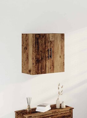 VidaXL Wandkast Wandgemonteerd Oud Hout 60 x 31,5 x 60 cm Bewerkt hout