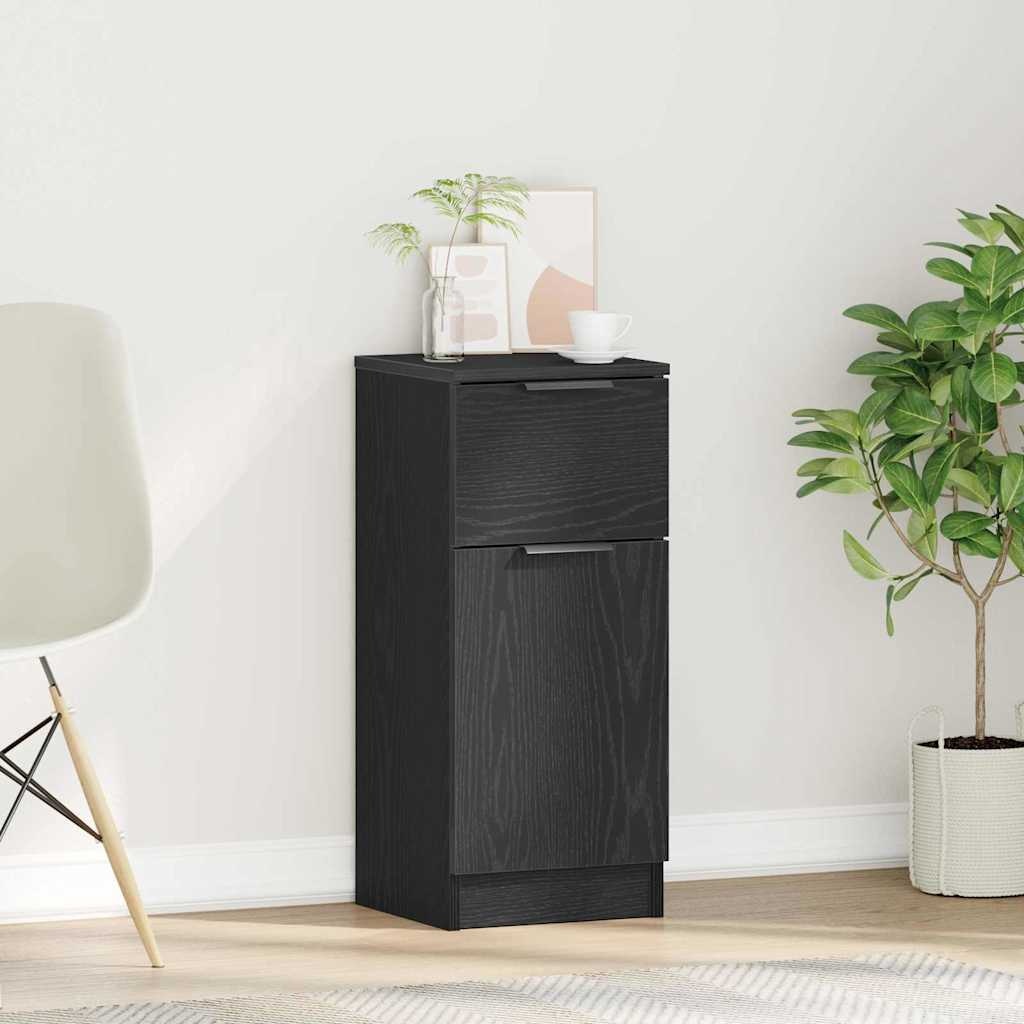 VidaXL Dressoir met lade Zwart Eiken 30 x 30 x 70 cm Bewerkt hout