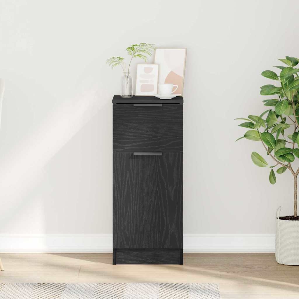 VidaXL Dressoir met lade Zwart Eiken 30 x 30 x 70 cm Bewerkt hout