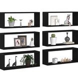 VidaXL Wandplanken 6 pcs Zwart eiken 60 x 15 x 23 cm Bewerkt hout