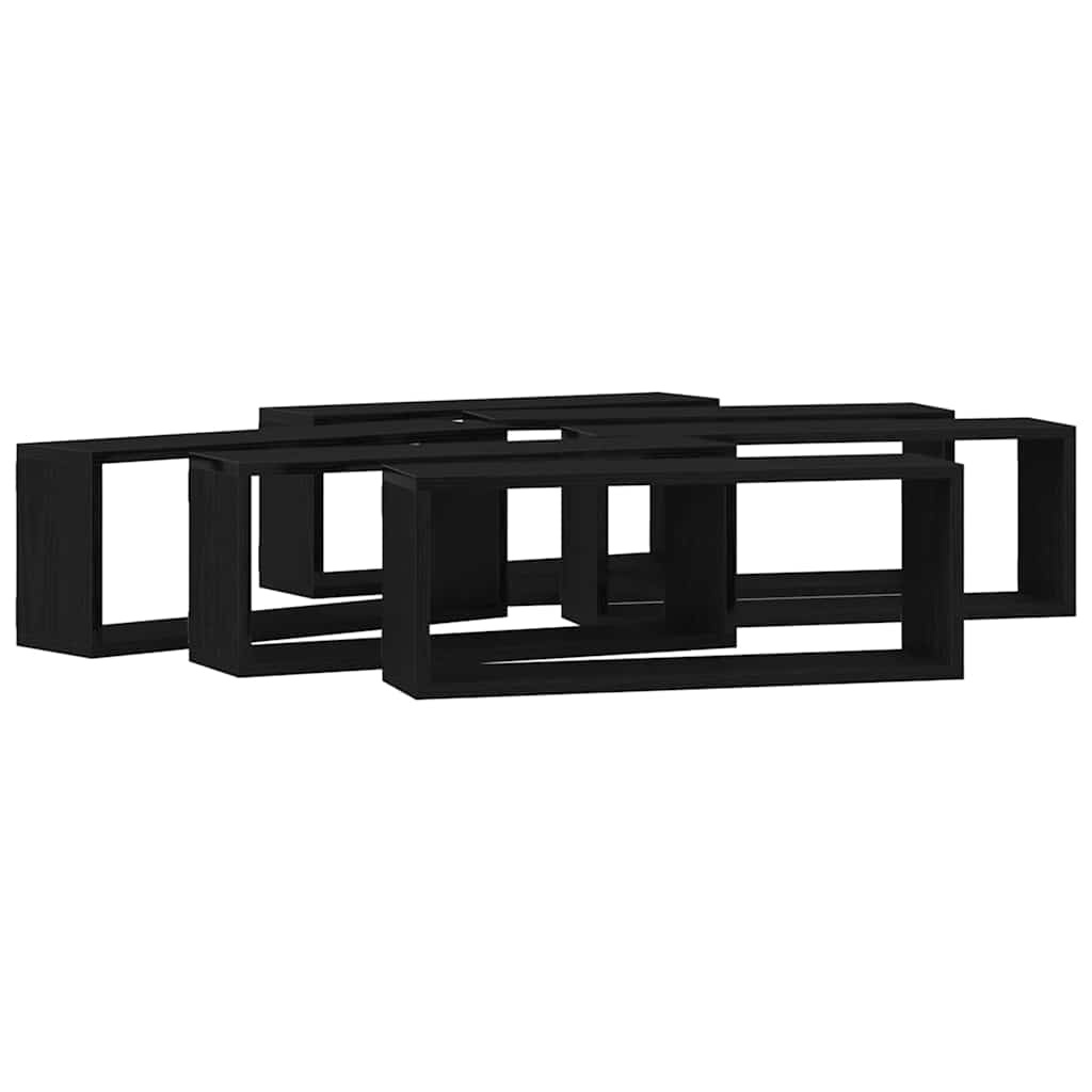 VidaXL Wandplanken 6 pcs Zwart eiken 60 x 15 x 23 cm Bewerkt hout