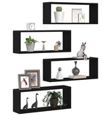 VidaXL Wandplanken 4 pcs Zwart eiken 60 x 15 x 23 cm Bewerkt hout