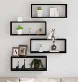 VidaXL Wandplanken 4 pcs Zwart eiken 60 x 15 x 23 cm Bewerkt hout