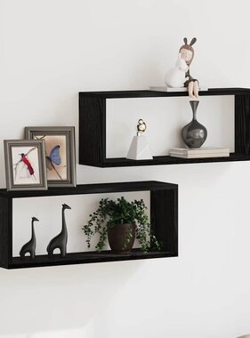 VidaXL Wandplanken 2 pcs Zwart eiken 60 x 15 x 23 cm Bewerkt hout