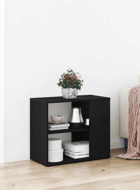 VidaXL Dressoir met lade Zwart Eiken 60 x 30 x 50 cm Bewerkt hout