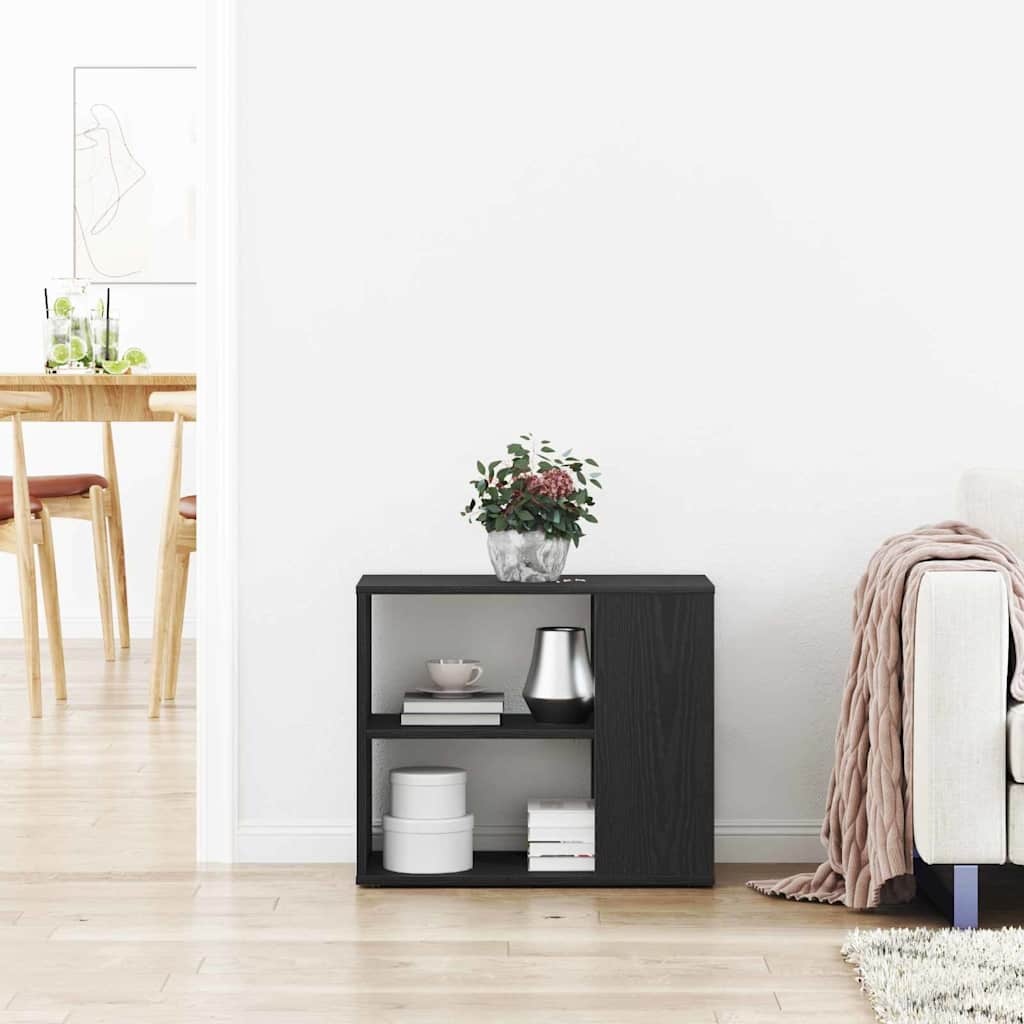 VidaXL Dressoir met lade Zwart Eiken 60 x 30 x 50 cm Bewerkt hout