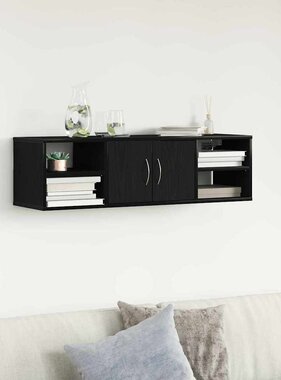 VidaXL Wandplank met plank Zwart Eiken 140 x 41 x 75 cm Bewerkt hout