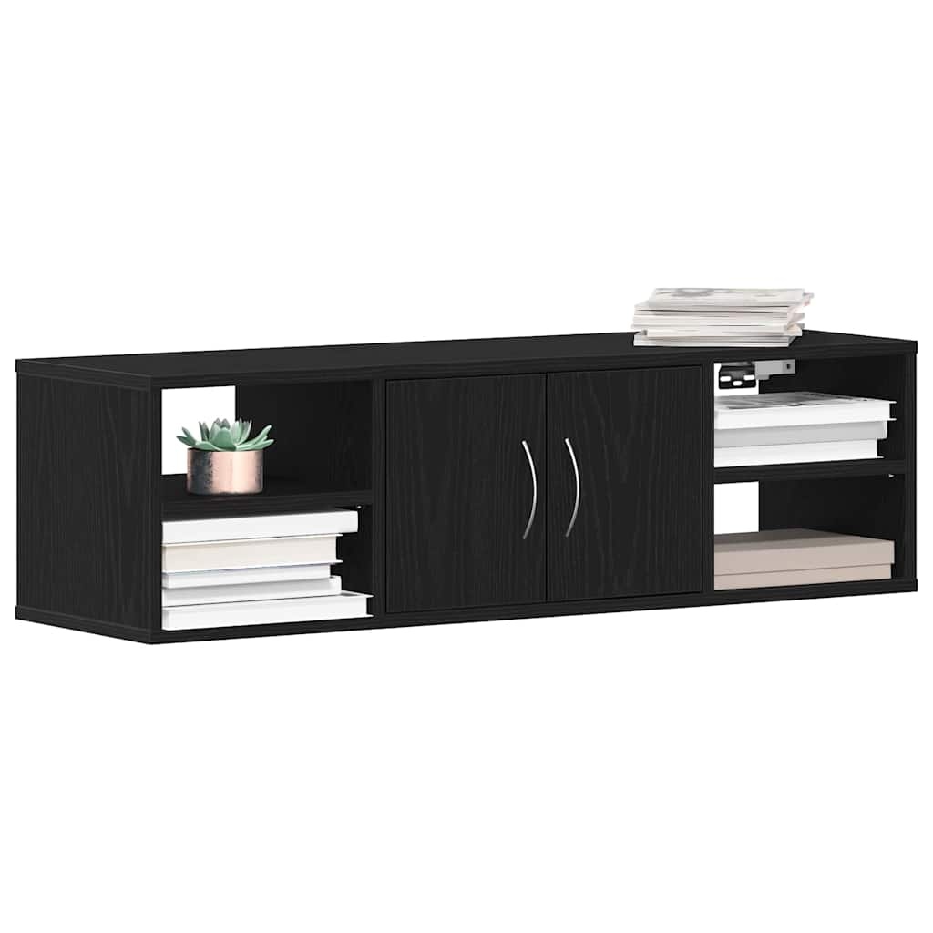 VidaXL Wandplank met plank Zwart Eiken 140 x 41 x 75 cm Bewerkt hout