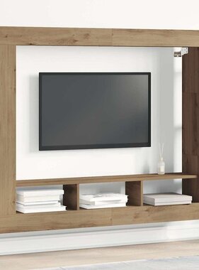VidaXL TV-kast artisanaal eikenkleurig 152 x 22 x 113 cm Bewerkt hout