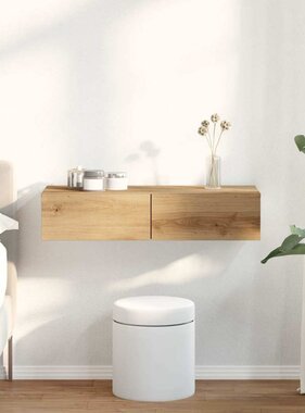 VidaXL Wandschap met lades 80x33x17 cm bewerkt hout artisanaal eiken