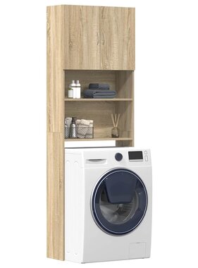 VidaXL Wasmachinekast 64x24x190 cm bewerkt hout en sonoma eikenkleurig