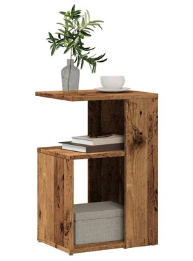 VidaXL Bijzettafel 36x30x56 cm bewerkt hout oud houtkleurig