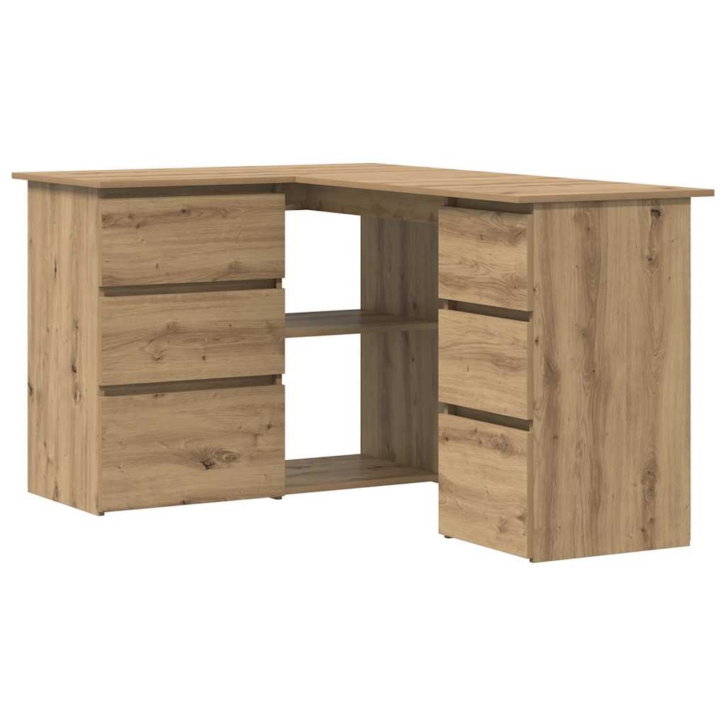 VidaXL Hoekbureau 145x100x76 cm bewerkt hout artisanaal eikenkleur