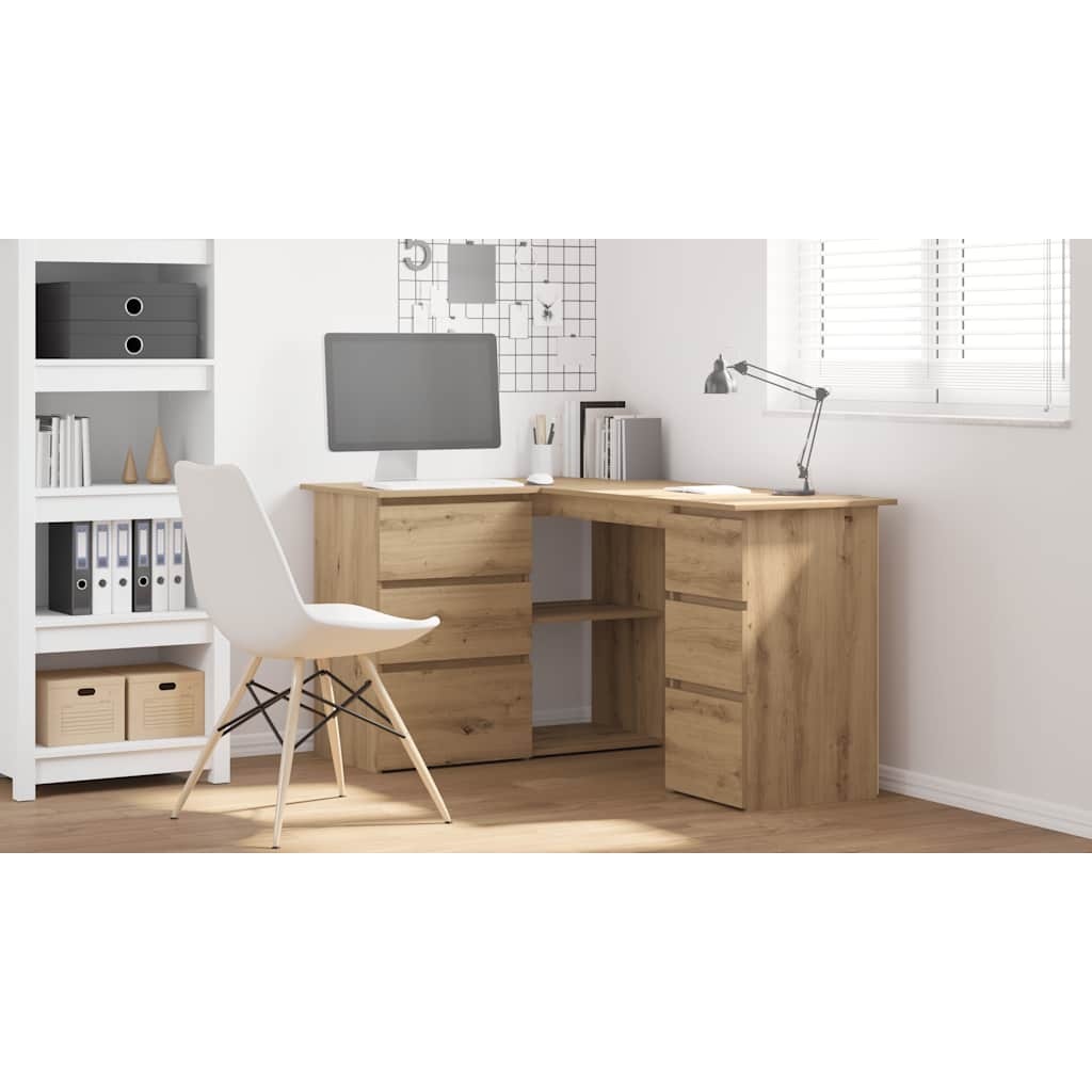 VidaXL Hoekbureau 145x100x76 cm bewerkt hout artisanaal eikenkleur