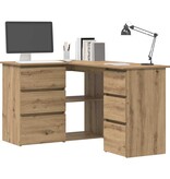 VidaXL Hoekbureau 145x100x76 cm bewerkt hout artisanaal eikenkleur