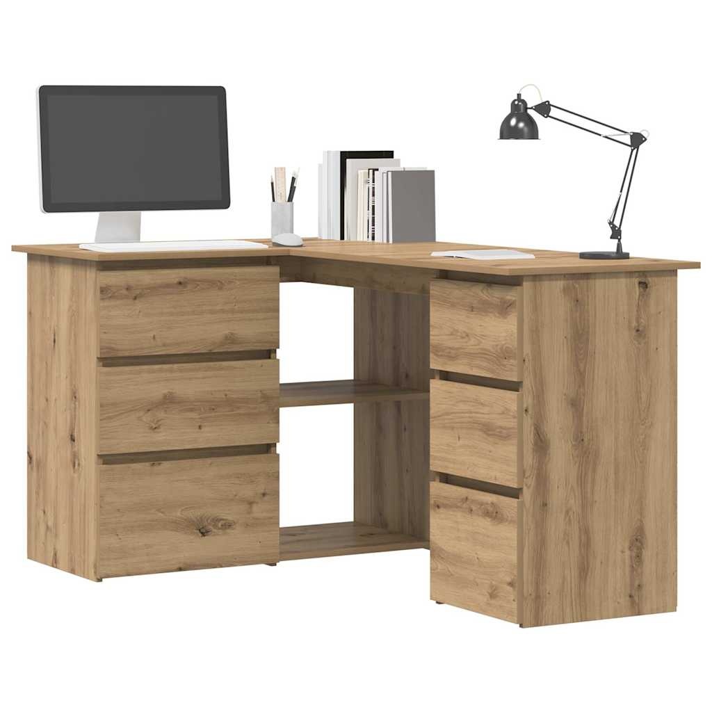 VidaXL Hoekbureau 145x100x76 cm bewerkt hout artisanaal eikenkleur