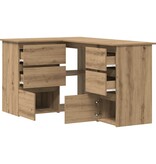 VidaXL Hoekbureau 145x100x76 cm bewerkt hout artisanaal eikenkleur