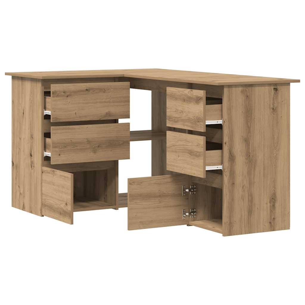 VidaXL Hoekbureau 145x100x76 cm bewerkt hout artisanaal eikenkleur