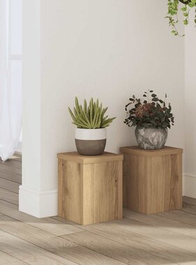 VidaXL Plantenstandaards 2 st 15x15x20 cm hout artisanaal eiken