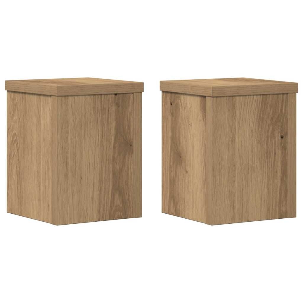 VidaXL Plantenstandaards 2 st 15x15x20 cm hout artisanaal eiken