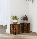 VidaXL Plantenstandaards 2 st 15x15x20 cm bewerkt hout gerookt eiken