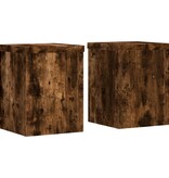 VidaXL Plantenstandaards 2 st 15x15x20 cm bewerkt hout gerookt eiken