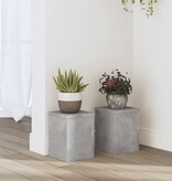 VidaXL Plantenstandaards 2 st 15x15x20 cm bewerkt hout betongrijs
