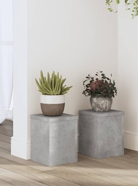 VidaXL Plantenstandaards 2 st 15x15x20 cm bewerkt hout betongrijs