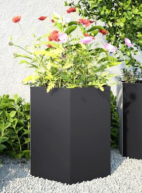 VidaXL Plantenbak zeshoek 46x40x45 cm staal zwart