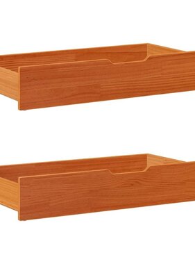 VidaXL Bedlades 2 st 90x55x17 massief grenenhout wasbruin