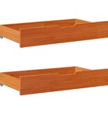 VidaXL Bedlades 2 st 95x55x17 massief grenenhout wasbruin