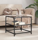 VidaXL Salontafel met zwart glazen blad 50x50x45 cm staal
