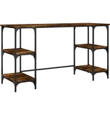 VidaXL Bureau 140x50x75 cm metaal en bewerkt hout gerookt eikenkleurig