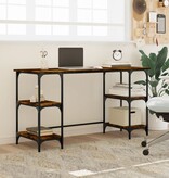 VidaXL Bureau 140x50x75 cm metaal en bewerkt hout gerookt eikenkleurig