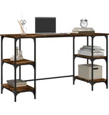 VidaXL Bureau 140x50x75 cm metaal en bewerkt hout gerookt eikenkleurig